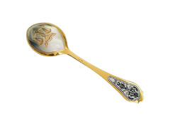 Серебряная ложка десертная Знак зодиака «Весы» с золочением